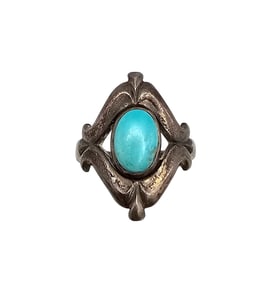Bell Trading Post Turquoise Sterling Silver Ring Size 7.25 3.8 G