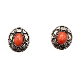 Out West Coral Sterling Silver Earrings 2.9 G