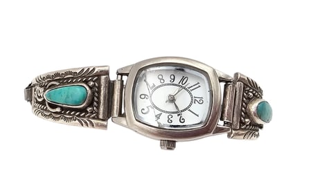 Toledo Sterling Turquoise Sterling Silver Watch 24.9 G