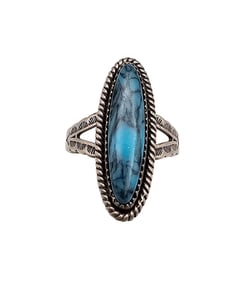 Pacific Jewelry Co Turquoise Sterling Silver Ring Size 7.75 5 G