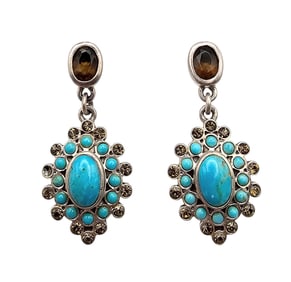 Barse Southwestern Turquoise Amethyst Sterling Silver Dangle Earrings 14.6 G