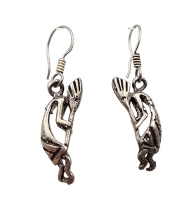Southwestern Sterling Silver Kokopelli Dangle Earrings 9.1 G