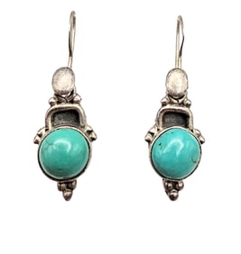 Southwestern Turquoise Sterling Silver Dangle Earrings 4.8 G