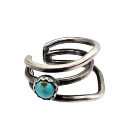 Southwestern Turquoise Sterling Silver Ear Cuff 1.6 G