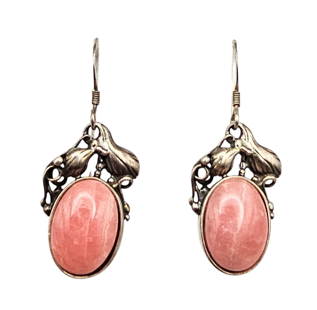 Southwestern Rhodonite Sterling Silver Dangle Earrings 6.7 G: Southwestern Rhodonite Sterling Silver Dangle Earrings 6.7 G