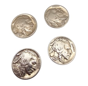 Southwestern Buffalo Nickel Button Covers Lot Of 4