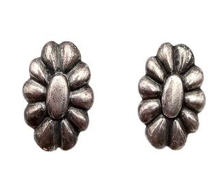 Signed Southwestern Sterling Silver Earrings 10.2 G