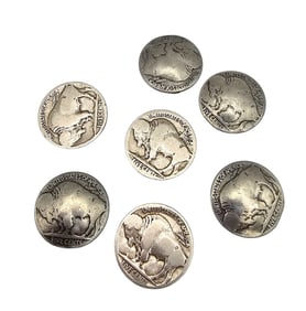 Southwestern Buffalo Nickel Button Covers Lot Of 7 39.3 G