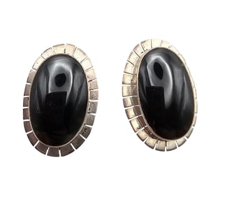 Mexico Onyx Sterling Silver Earrings 17.6 G