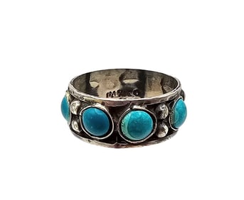 AMR Mexico Turquoise Sterling Silver Ring Size 7 2.5 G