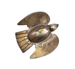 MPB Mexico Abalone Sterling Silver Bird Brooch 4.4 G