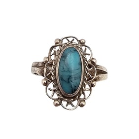 Signed Mexico Turquoise Sterling Silver Ring Size 5.5 2.1 G
