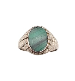 Taxco Mexico Malachite Sterling Silver Ring Size 8 5.2 G