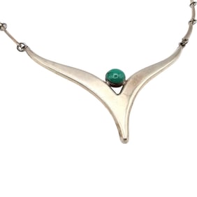 Mexico TR-00 Malachite Sterling Silver Necklace 40.6 G