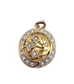 Rhinestone Gold Filled Floral Locket Pendant 7.7 G