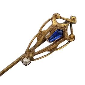 Victorian Vintage Rhinestone Gold Filled Pearl Stick Pin 1.9 G