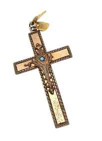 Victorian Vintage Gold Filled Turquoise Cross Pendant 4.1 G