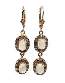 Vintage 14K Gold Filled Rhinestone Dangle Earrings 6.1 G