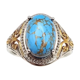 STS Karis Enhanced Howlite Sterling Silver Two-Tone Ring Size 10.5 6 G