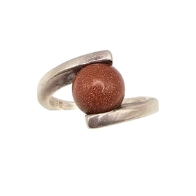 GB Goldstone Sterling Silver Ring Size 6 4.5 G