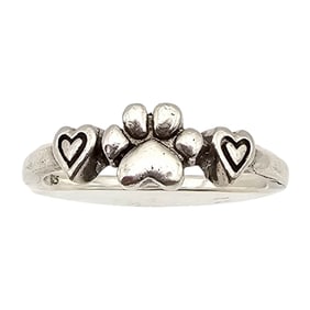 Sterling Silver Paw Print Ring Size 2.8 G