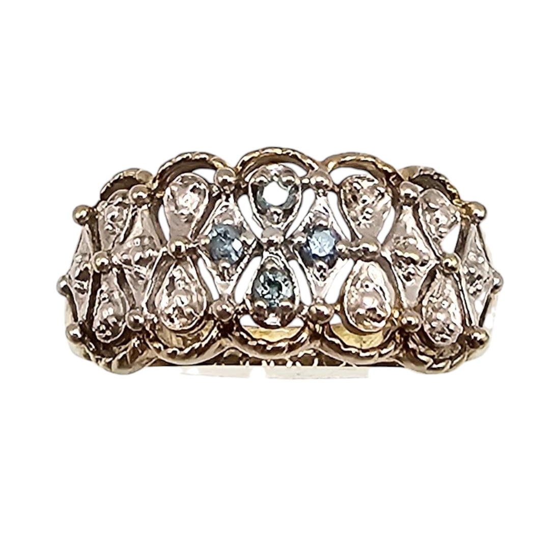EL Diamond Gold Over Sterling Silver Cocktail Ring Size 9.5 4.5 G (1 of 4)