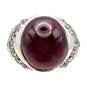 D'Joy Ruby White Sapphire Sterling Silver Ring Size 10 12.7 G