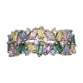 Bomb Party Cubic Zirconia Sterling Silver Cocktail Ring Size 8.75 4.4 G