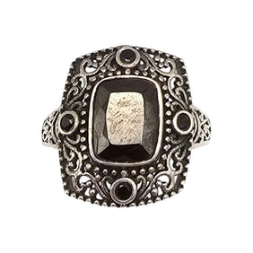 Hematite Sterling Silver Ring Size 10.5  5.9 G