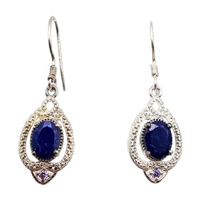 STS Gemstone Sterling Silver Dangle Earrings 5.1 G