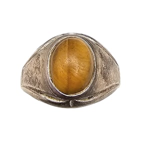 Tiger's Eye Sterling Silver Ring Size 13 6.4 G
