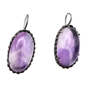 Amethyst Sterling Silver Dangle Earrings 11.1 G
