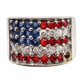 NF Rhinestone Sterling Silver Ring Size 6.25 6.7 G