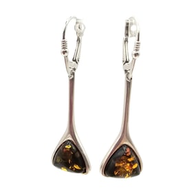 Pure Enzo New Natural Baltic Amber Sterling Silver Dangle Earrings 5.2 G
