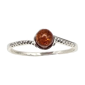 Amber Sterling Silver Ring Size 10.25 1.5 G