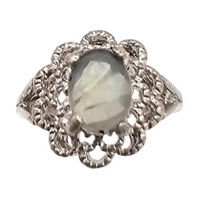Opal Sterling Silver Cocktail Ring Size 3.5 3.2 G