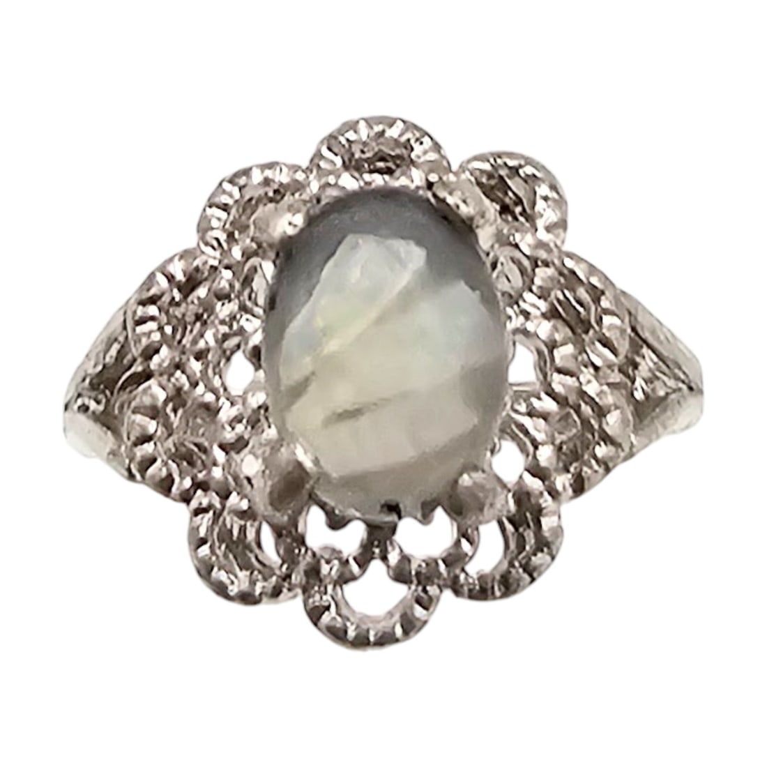 Opal Sterling Silver Cocktail Ring Size 3.5 3.2 G (1 of 4)