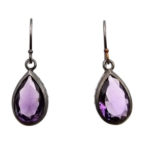 Amethyst Sterling Silver Dangle Earrings 5 G