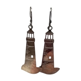 Sterling Silver Lighthouse Dangle Earrings 2.7 G