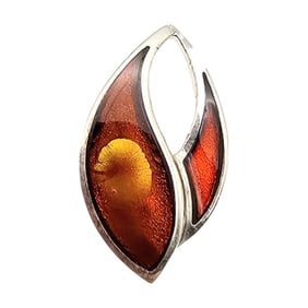 New Polish Amber Sterling Silver Ring Size 7 5.8 G