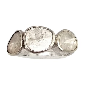D'Joy Diamond Sterling Silver Cocktail Ring Size 7.5 4.5 G