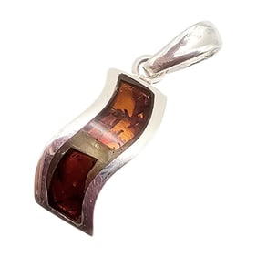 New Polish Amber Sterling Silver Pendant 3.6 G