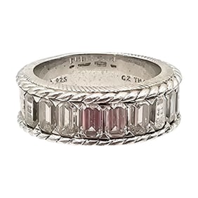 Judith Jack Cubic Zirconia Sterling Silver Cocktail Ring Size 7.5 9.3 G