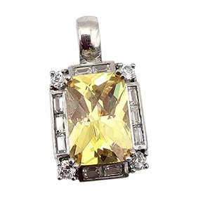 Ross Simons Cubic Zirconia Citrine Sterling Silver Pendant 6.9 G