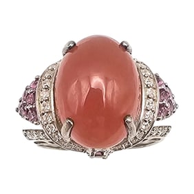 D'Joy Carnelian Moissanite Sterling Silver Ring Size 8.5 9.2 G