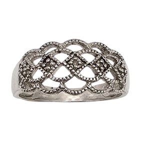 RJ Diamond Sterling Silver Cocktail Ring Size 9.75 3.6 G
