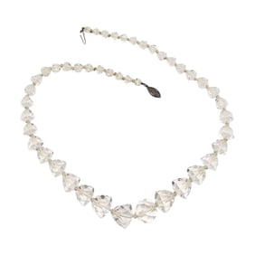 Vintage Glass Bead Sterling Silver Necklace 37.4 G