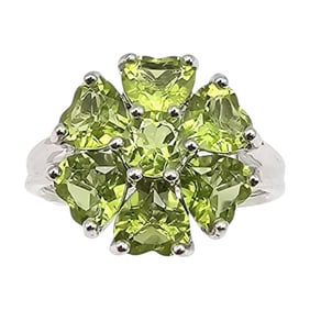 BBJ Peridot Sterling Silver Cocktail Ring Size 9.5 5.1 G