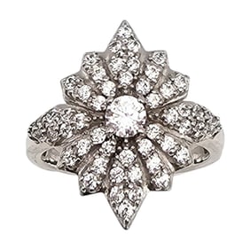 Cubic Zirconia Sterling Silver Cocktail Ring Size 7.5 5.9 G