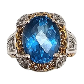 Signed Topaz Sterling Silver Cocktail Ring Size 5.75 6.7 G
